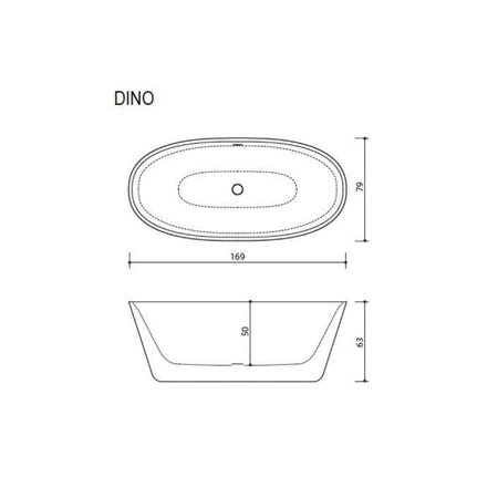 Sanipro Dino 169 Frittstående Badekar Solid Surface