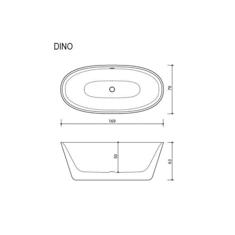Sanipro Dino 169 Frittstående Badekar Solid Surface