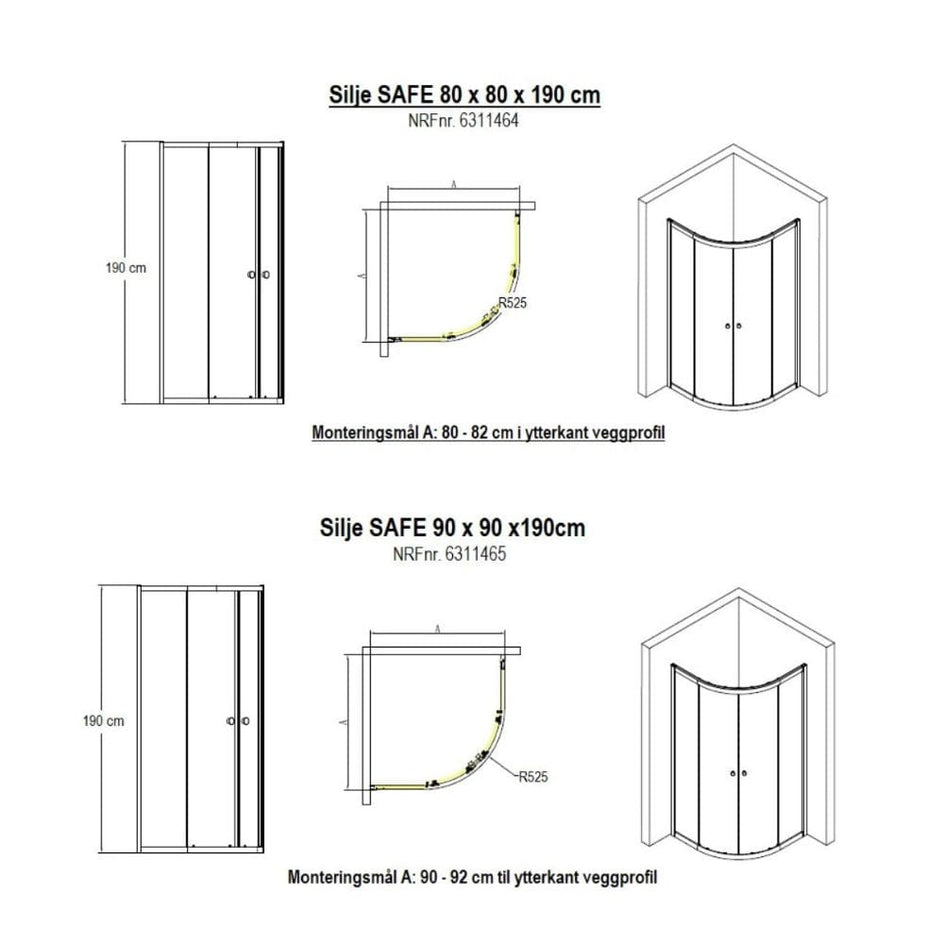 Sanipro Dusjhjørne Silje - SAFE Laminert glass Sanipro Dusjhjørne