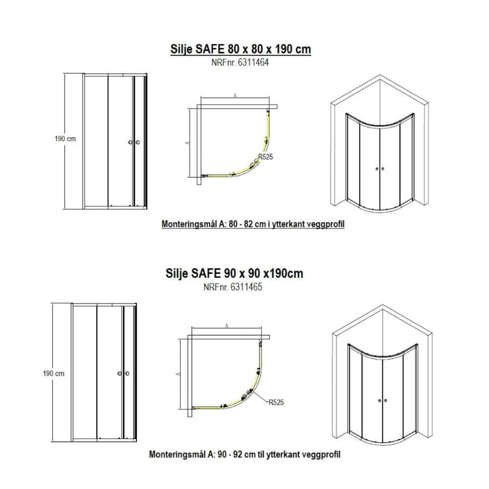 Sanipro Dusjhjørne Silje - SAFE Laminert glass Sanipro Dusjhjørne