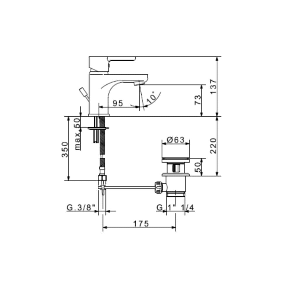Sanipro Unika Servantbatteri Krom Sanipro Servantbatteri SA-10183