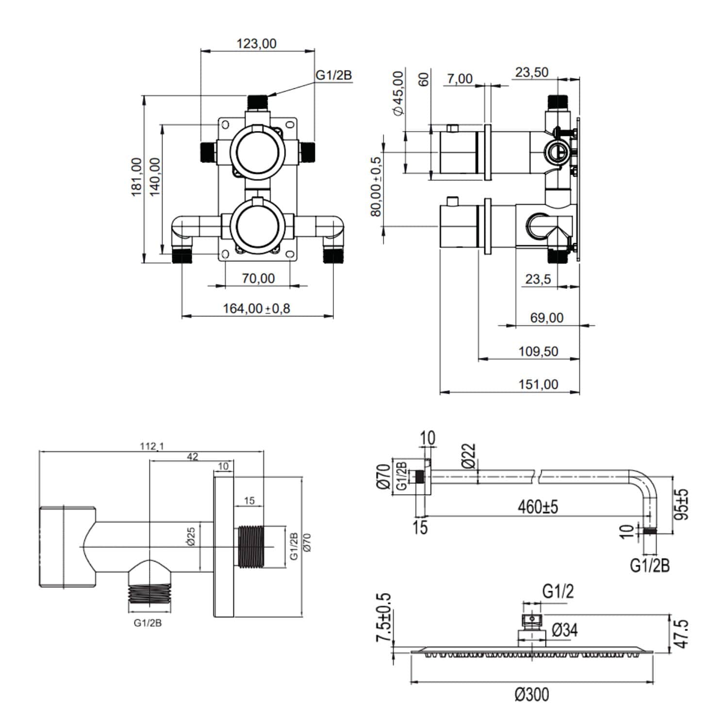 Scandtap Harmonized 2x Takdusj Innbygging Scandtap Blandebatteri innbygging