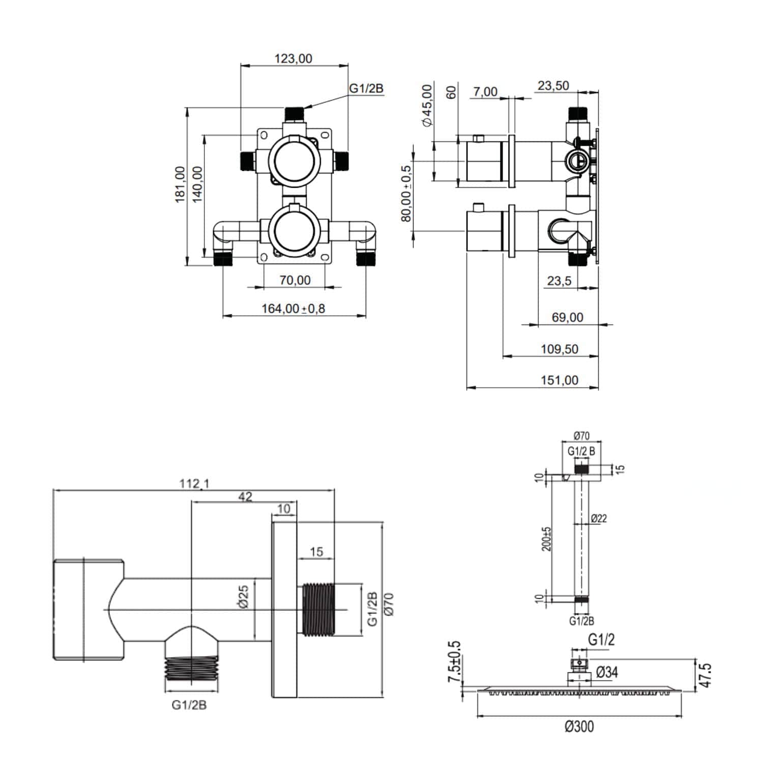 Scandtap Harmonized 2y Takdusj Innbygging Scandtap Blandebatteri innbygging