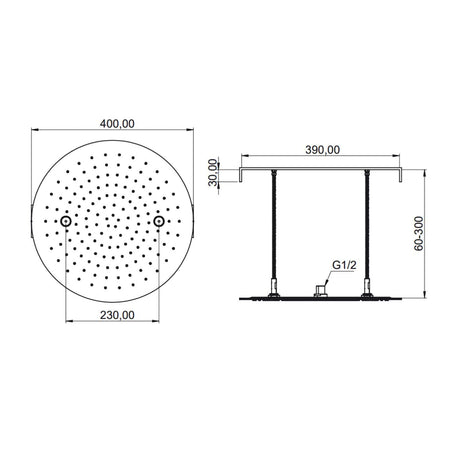 Scandtap Steel Harmonized Innebygd Takdusjhode