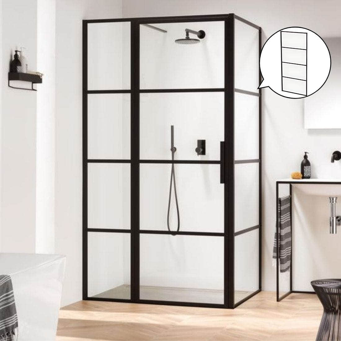 Sealskin Soho Sidevegg B70-100cm - for Dusjhjørne Sealskin Dusjvegg