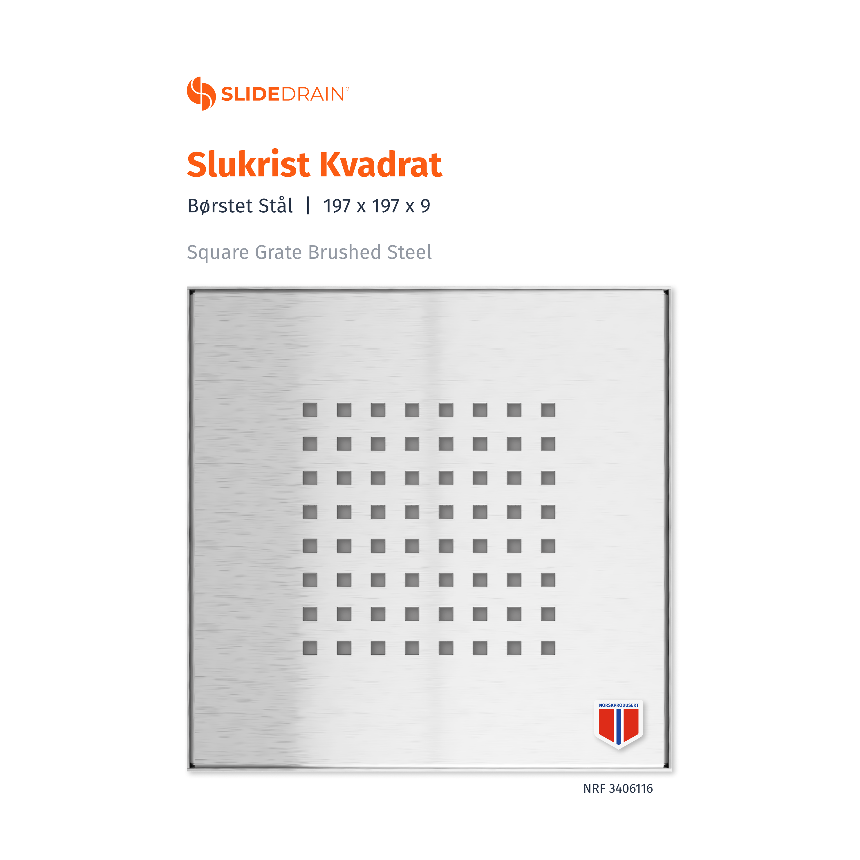 Slidedrain Kvadrat Slukrist Slidedrain Slukrist