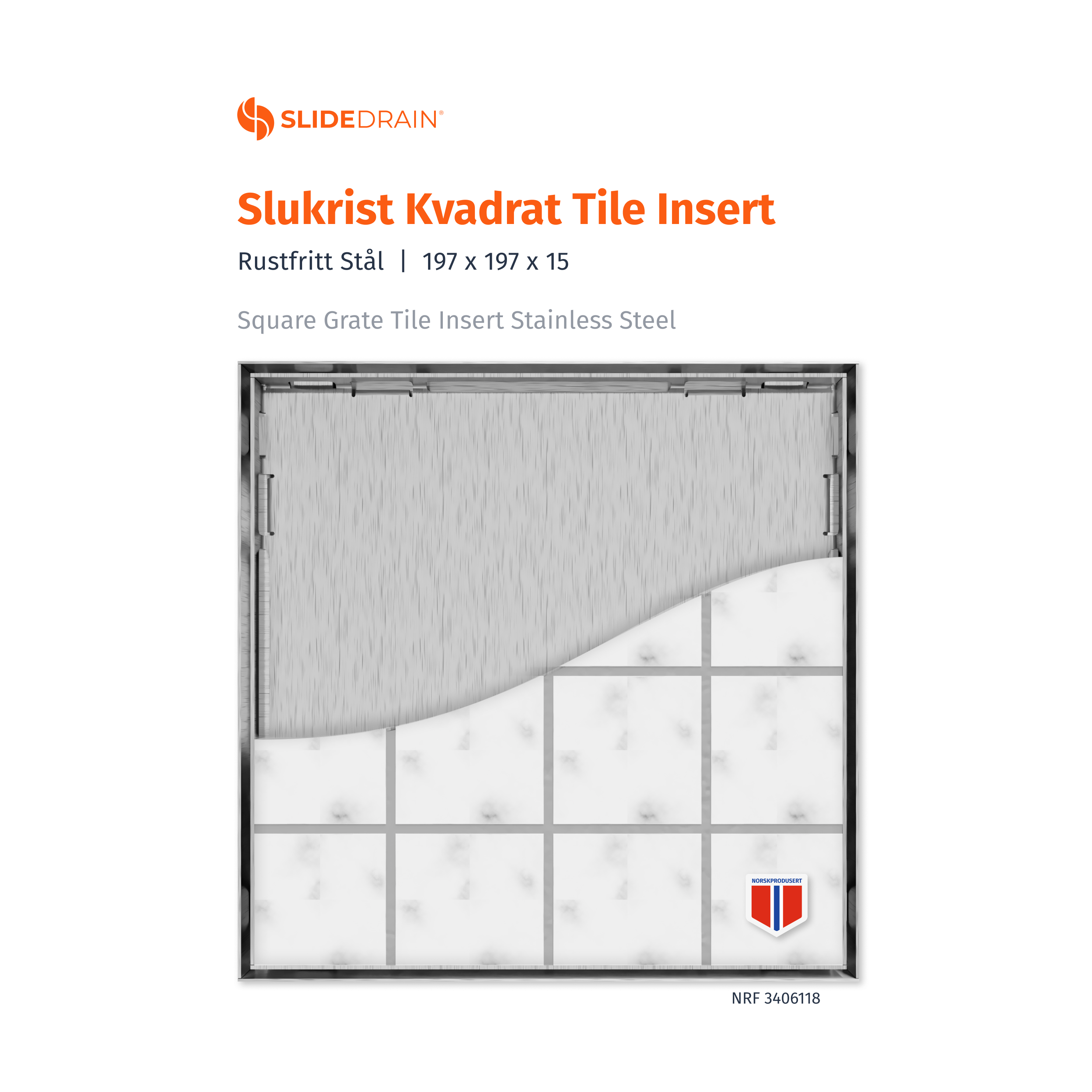 Slidedrain Kvadrat Slukrist Tile Insert Slidedrain Slukrist