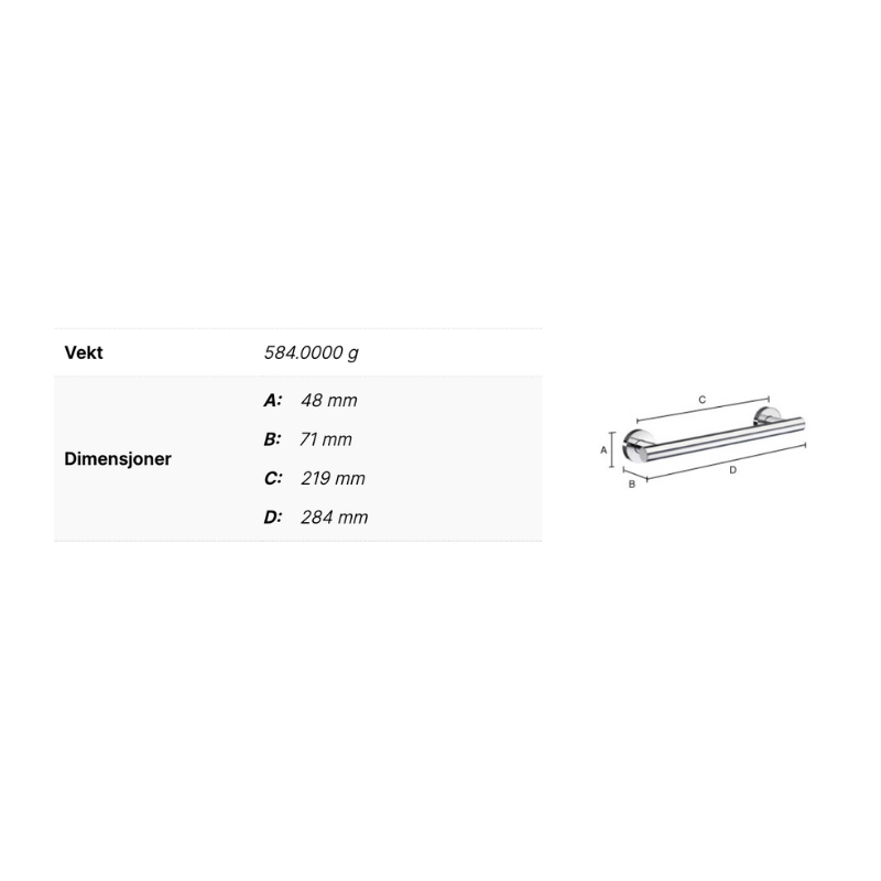 Smedbo 325 Badekarhåndtak 28,5cm Home Smedbo Støttehåndtak