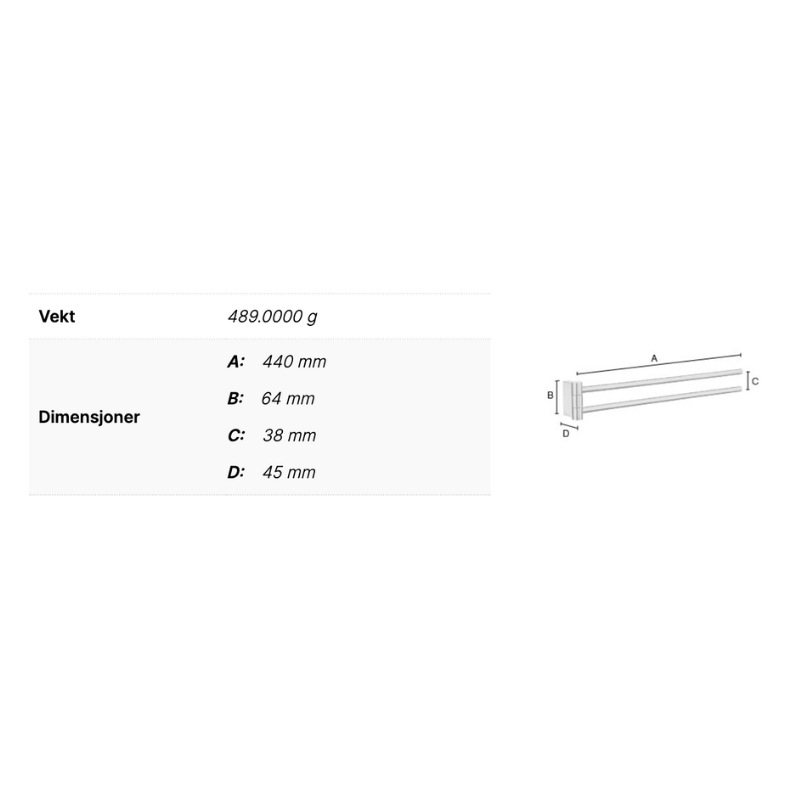 Smedbo AK326 Svingbar Håndklestang Air Krom Smedbo Håndklestang SM-AK326