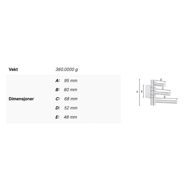 Smedbo AK327 Svingbar Trippelkork Air Krom Smedbo Knagger SM-AK327