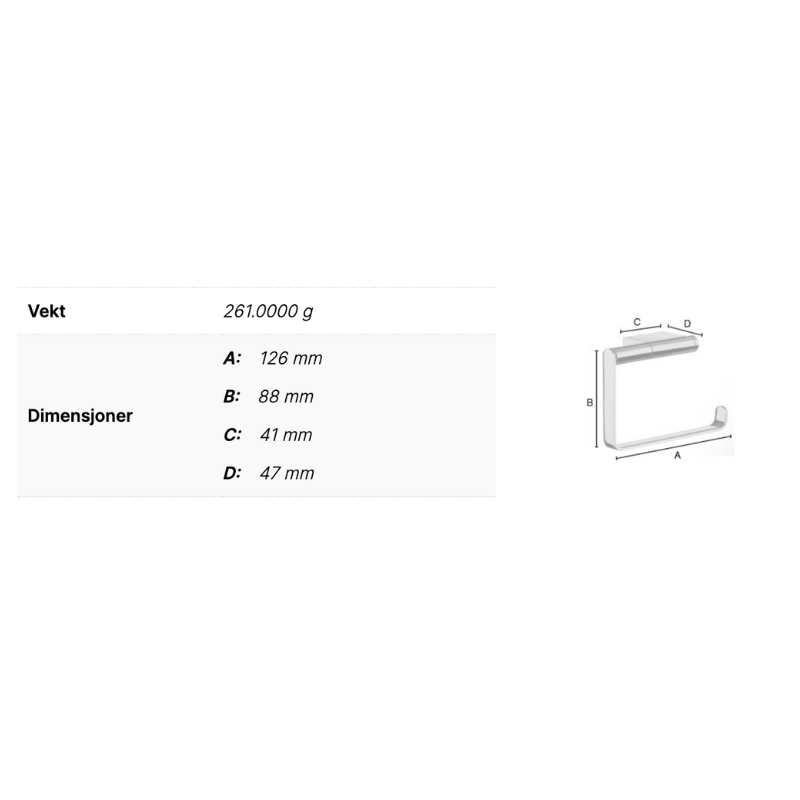 Smedbo AK341 Toalettpapirholder Air Krom Smedbo Toalettrullholder SM-AK341