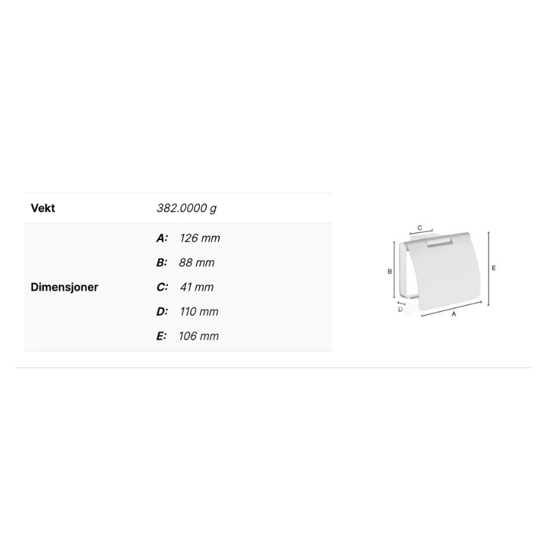 Smedbo AK3414 Toalettpapirholder Air Krom Smedbo Toalettrullholder SM-AK3414