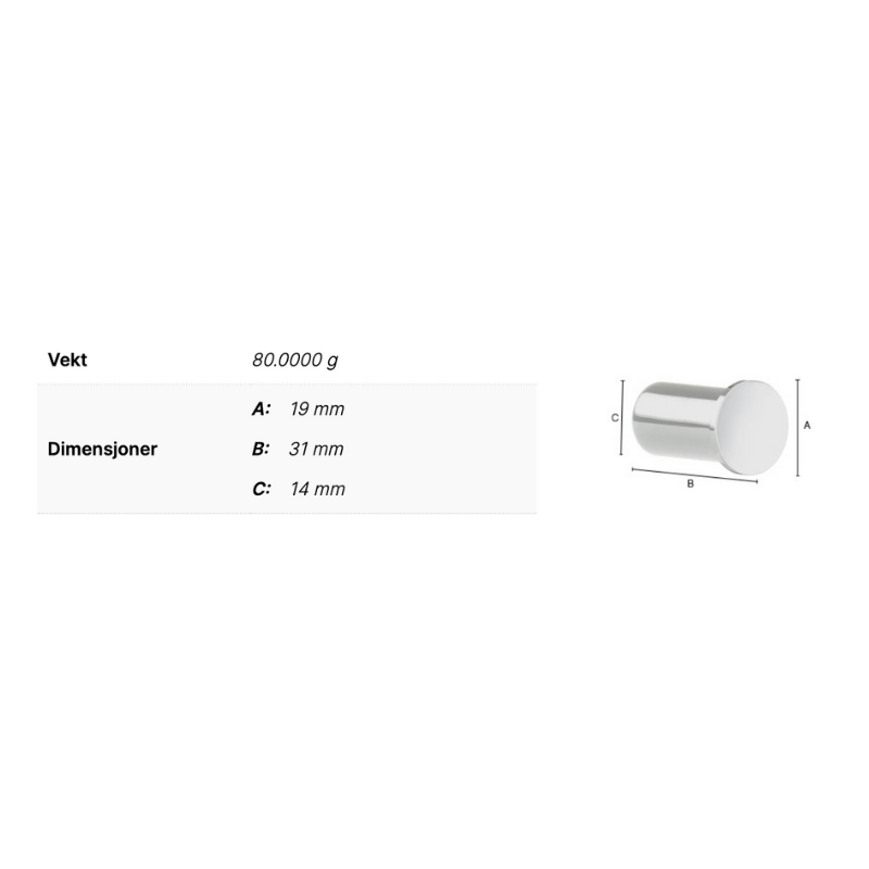 Smedbo AK3455 Enkelkrok Par Air Krom Smedbo Knagger SM-AK3455
