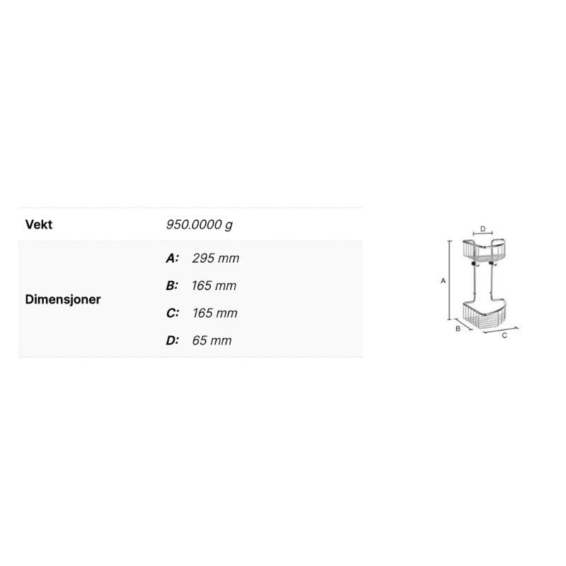 Smedbo DK1021 Dusjkurv Hjørne Sideline - Krom Krom Smedbo Dusjhylle SM-DK1021