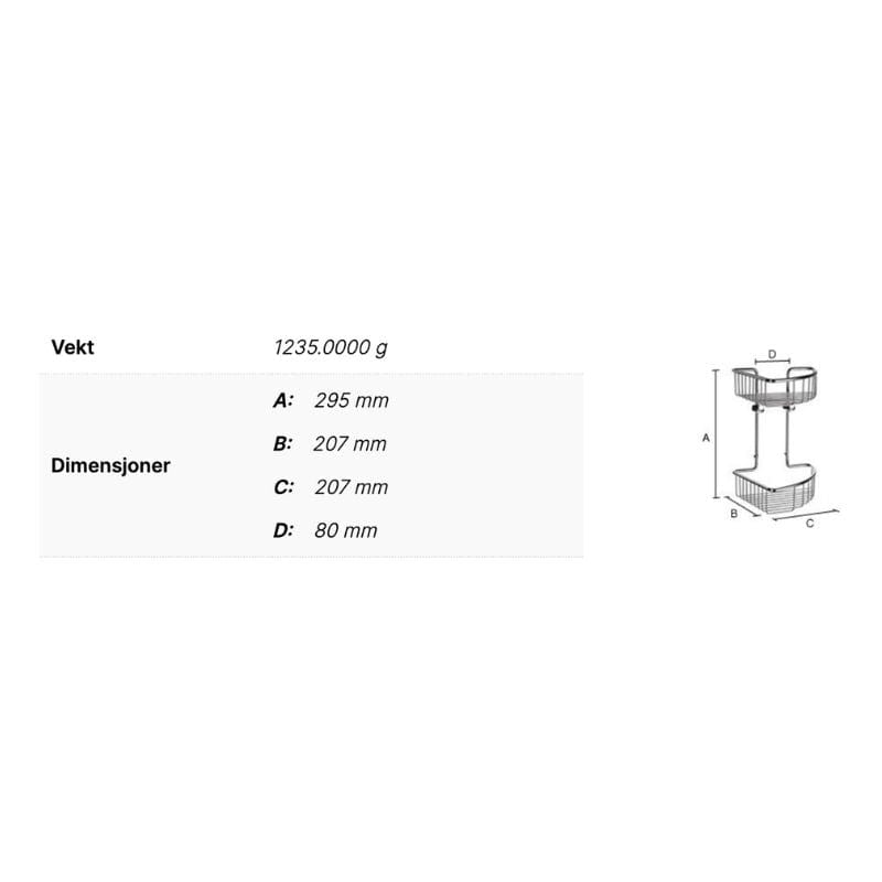 Smedbo DK1022 Dusjkurv Hjørne Sideline - Krom Krom Smedbo Dusjhylle SM-DK1022