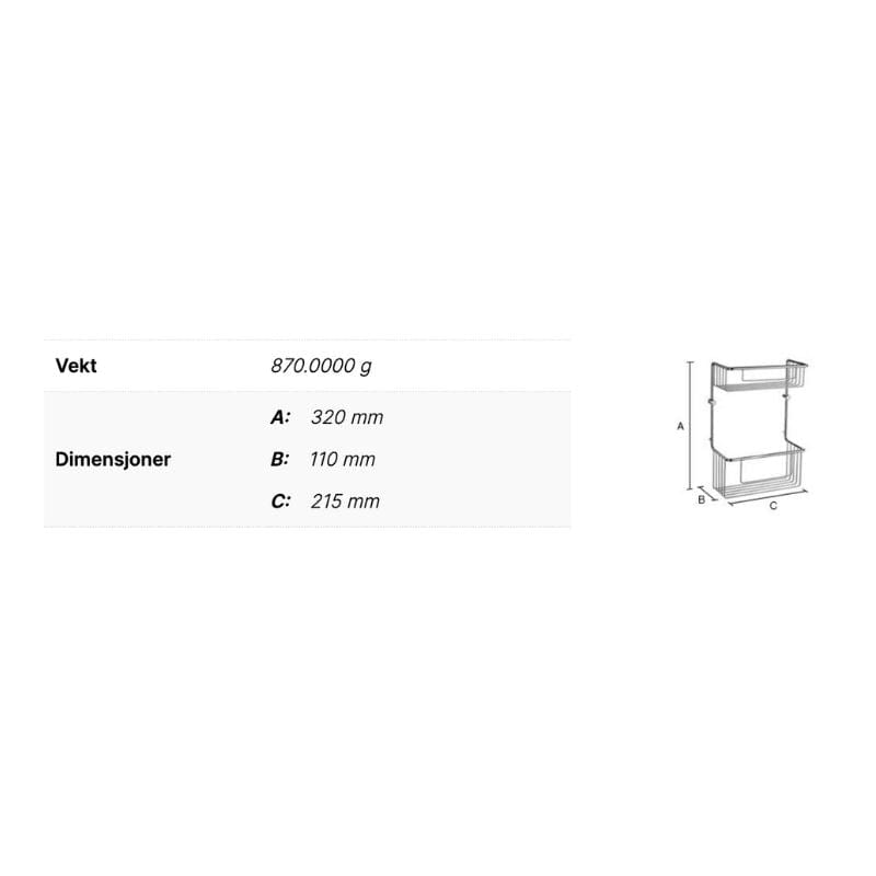 Smedbo DK1031 Dusjkurv Dobbel Sideline - Krom Krom Smedbo Dusjhylle SM-DK1031