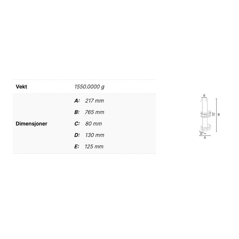 Smedbo DK1041 Dusjkurv Dobbel Sideline - Krom Krom Smedbo Dusjhylle SM-DK1041