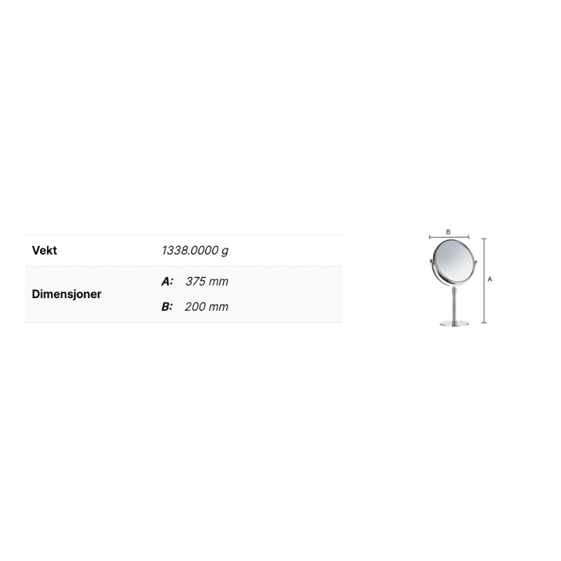 Smedbo FK435 Sminkespeil 3x Frittstående Krom Smedbo Sminkespeil SM-FK435