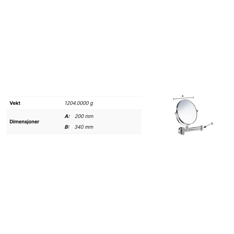 Smedbo FK445 Sminkespeil 7x Svingbar Arm Krom Smedbo Sminkespeil SM-FK445