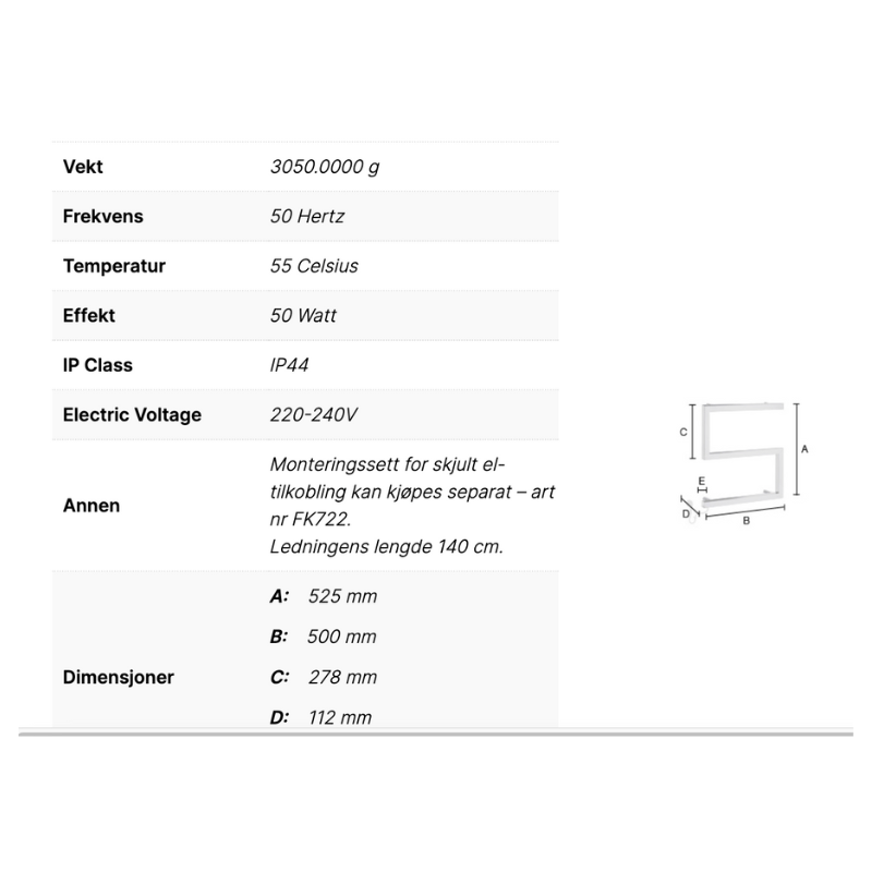 Smedbo FK707 Håndkletørker Dry S-Modell Krom Krom Smedbo Håndkletørker strøm SM-FK707
