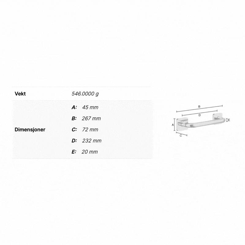 Smedbo OK325 ICE Badekarhåndtak 26,7cm Krom Smedbo Støttehåndtak SM-OK325