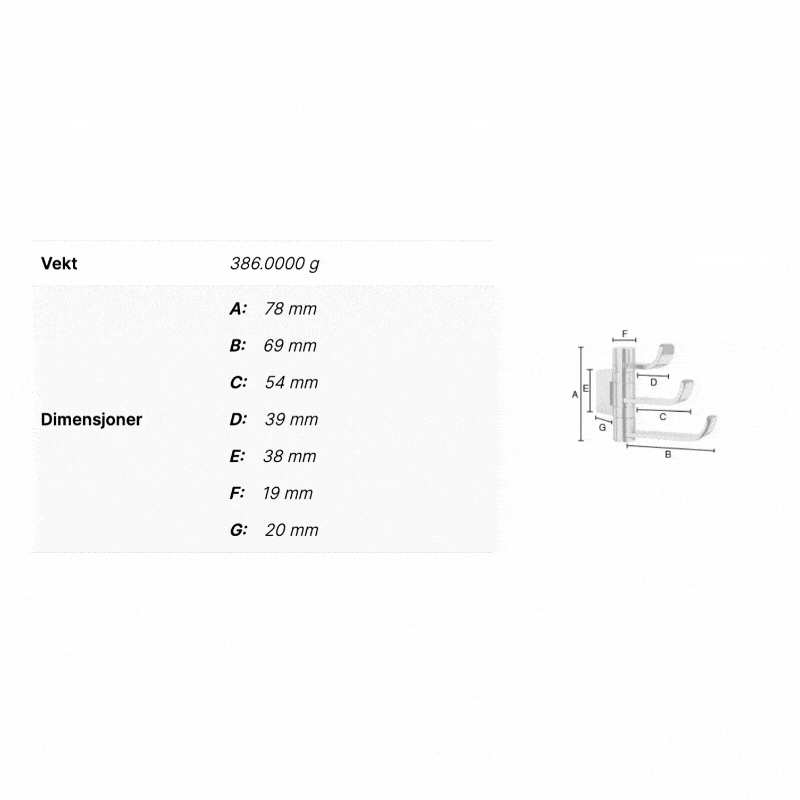 Smedbo OK327 ICE Svingbar Trippelkrok Krom Smedbo Knagger SM-OK327