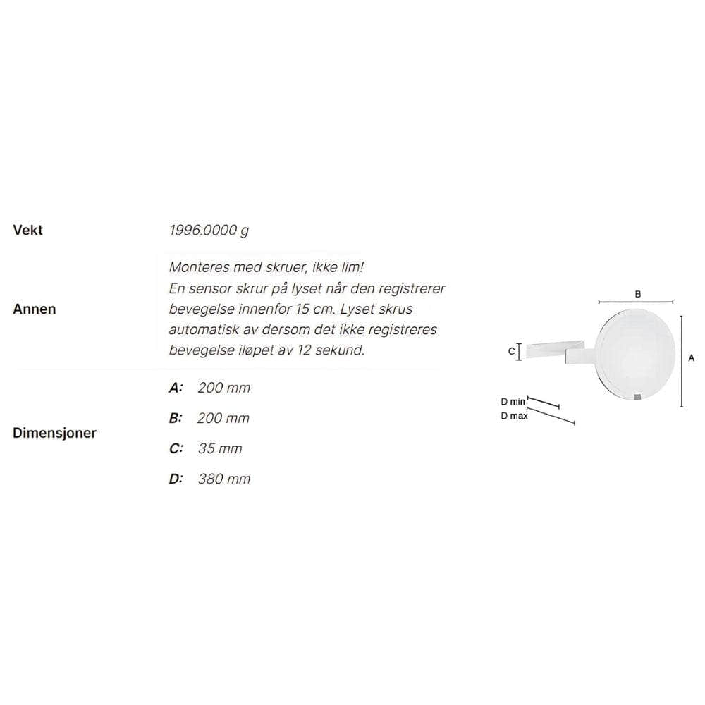 Smedbo Outline 491 Sminkespeil Vegghengt - 7x Krom Smedbo Sminkespeil SM-FK491EP