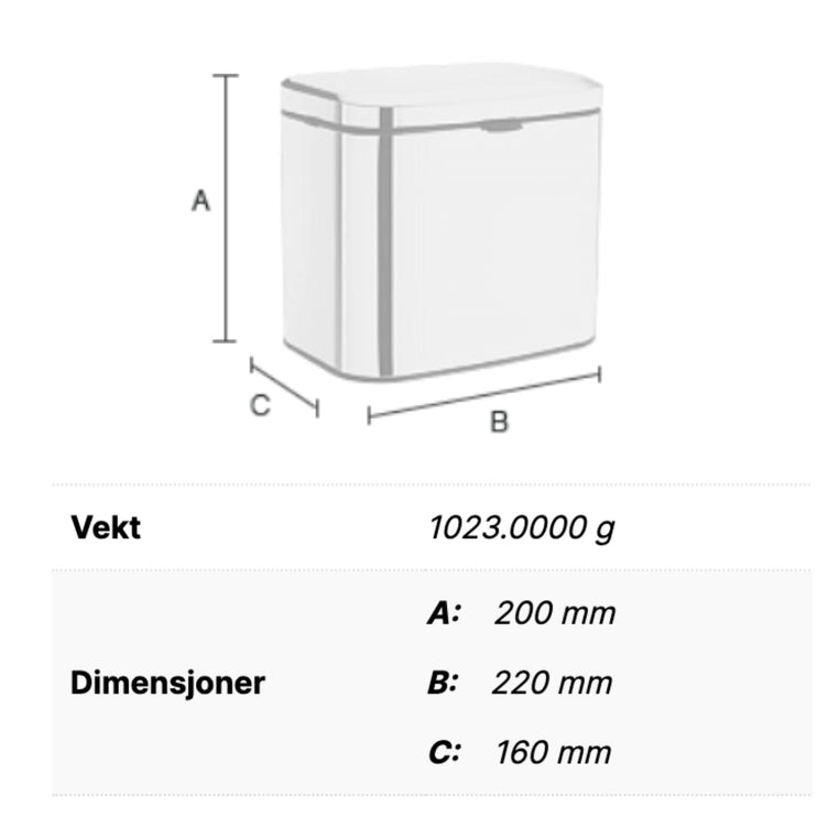 Smedbo Outline 669 Vegghengt Avfallsbeholder