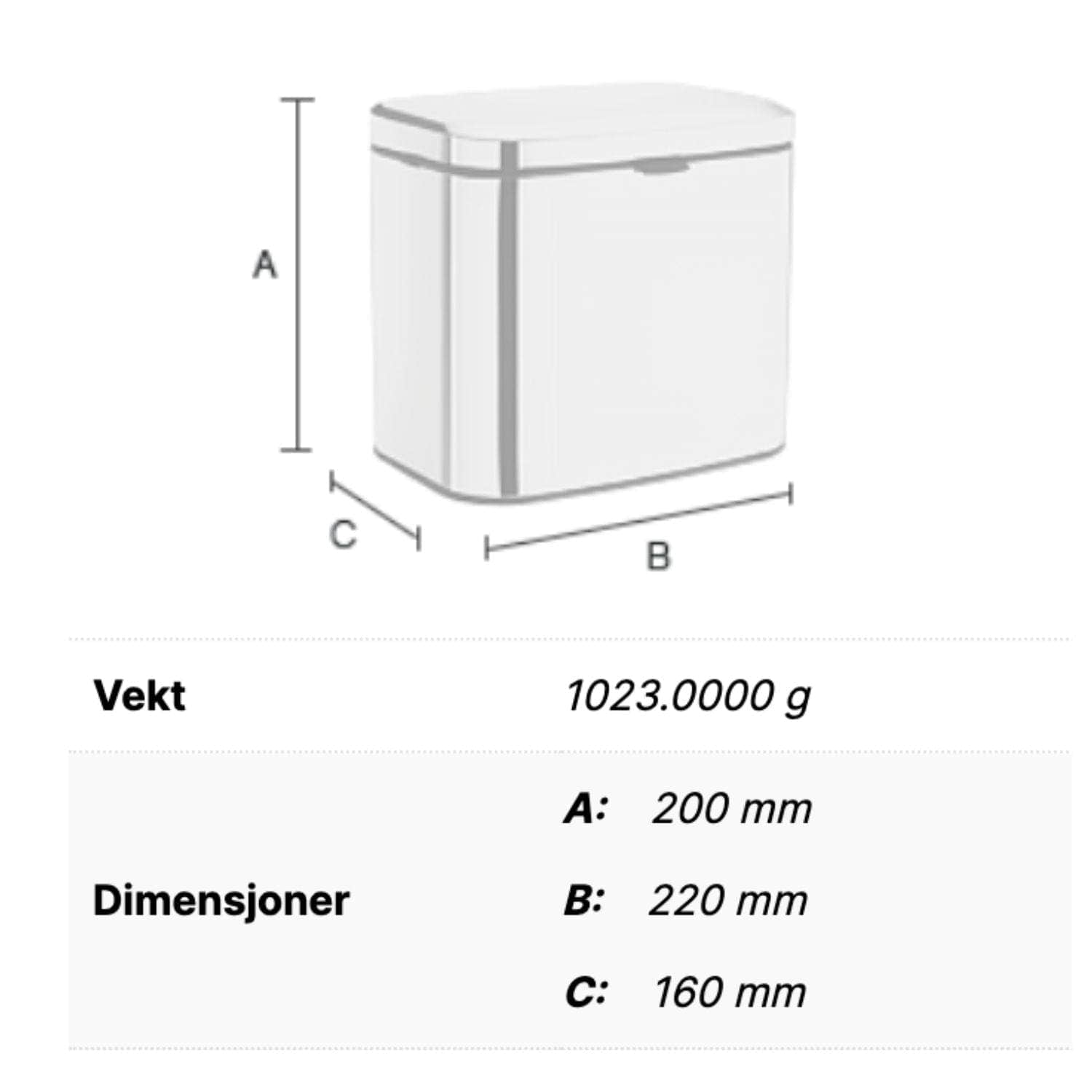 Smedbo Outline 669 Vegghengt Avfallsbeholder Smedbo Søppelbøtte