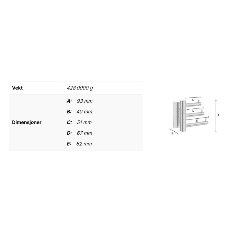 Smedbo ZK327 Svingbar Trippelkrok Pool Krom Smedbo Knagger SM-ZK327