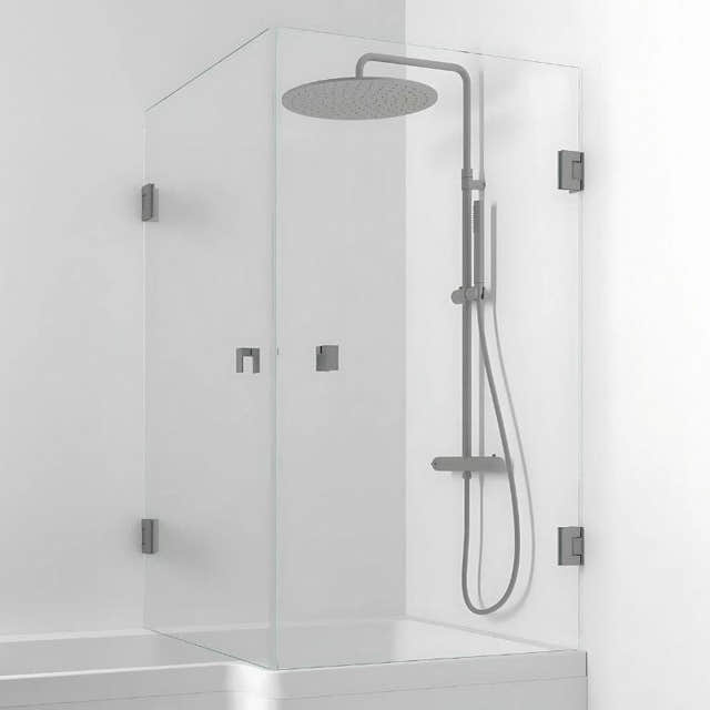 Svedbergs 180° Dusjhjørne for Badekar Blyantpenn svart / 83x83cm / Klart glass Svedbergs Badekarvegg SV-628788