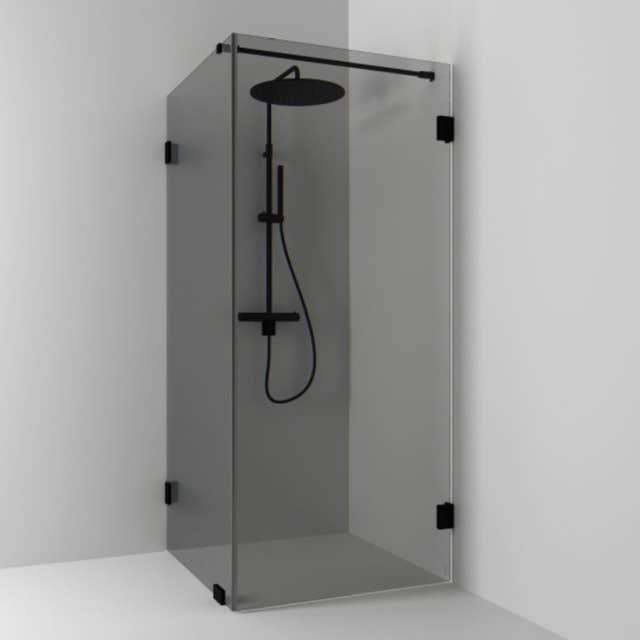 Svedbergs 180° Dusjhjørne Kombi (vegg+dør) Svart matt / 80x80cm / Røykfarget glass Svedbergs Dusjhjørne SV-684888