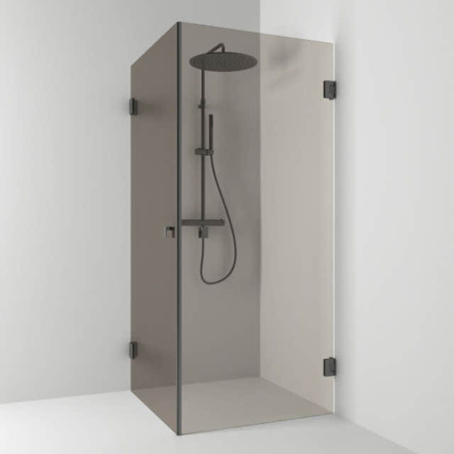 Svedbergs 180° Dusjhjørne Rett Blyantpenn svart / 80x80cm / Bronsefarget glass Svedbergs Dusjhjørne SV-623988