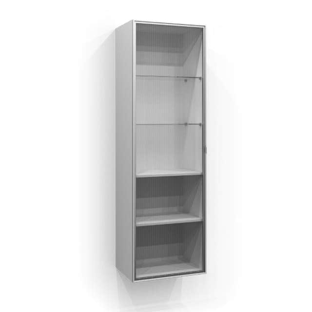 Svedbergs Høyskap Vitrine Dør med glass 160cm / 50cm / Alu matt + Linjeglass Svedbergs Høyskap bad SV-7160502-3