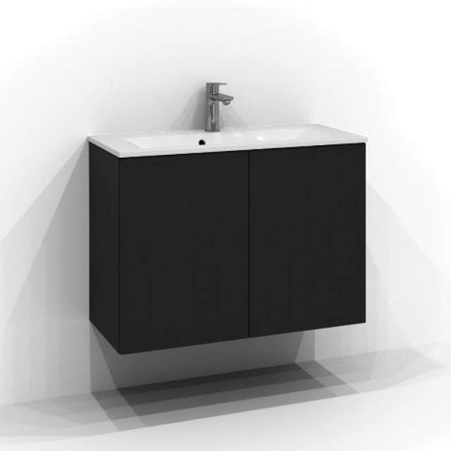 Svedbergs Poem Servantskap 2 dører B50-80xH57xD35, Slim - Plan Svart ask / 80cm Svedbergs Servantskap SV-3358143