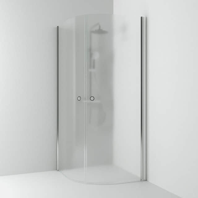 Svedbergs Skoga Dusjhjørne Buet Hullgrep Krom / 80x80cm / Frostet glass Svedbergs Dusjhjørne SV-60608488