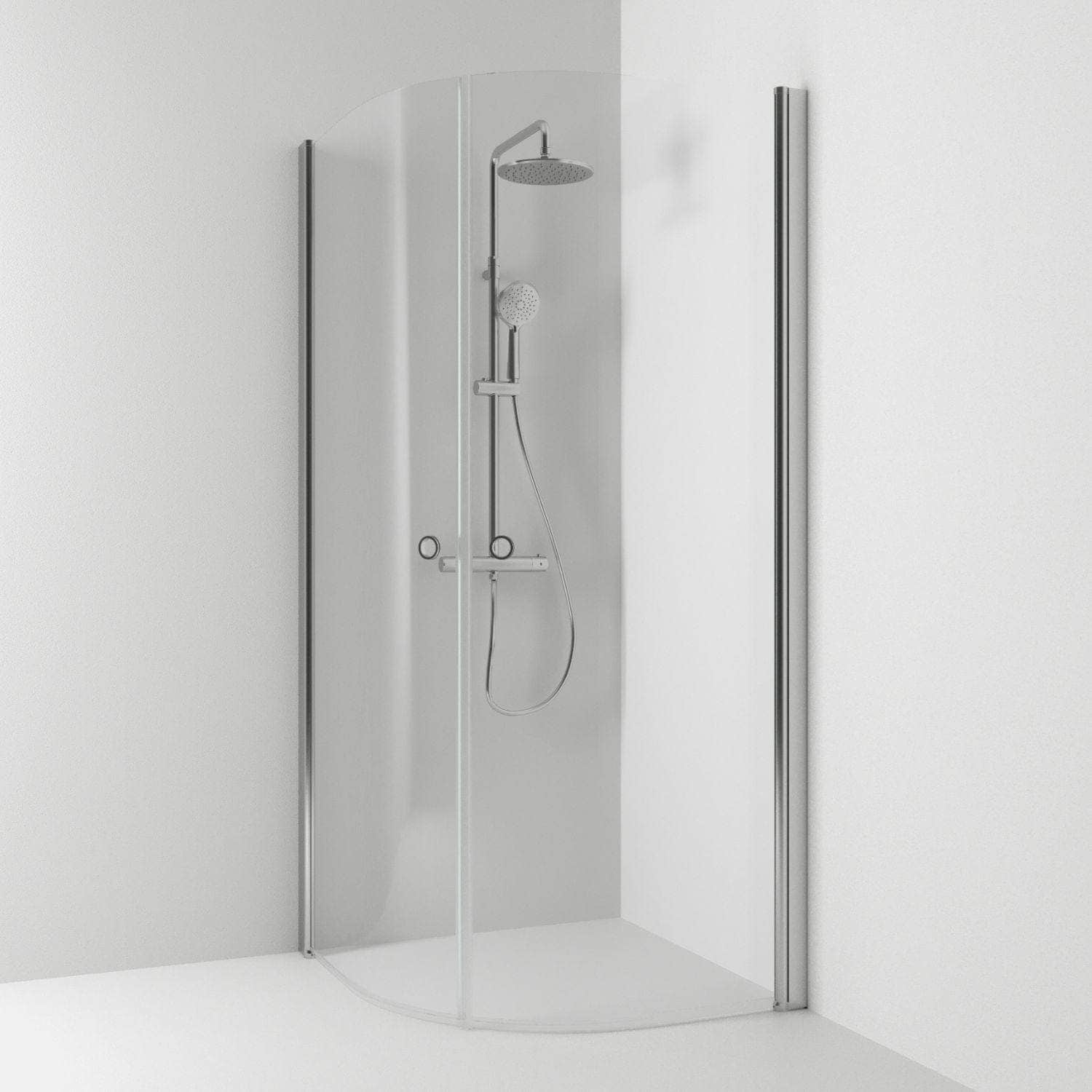 Svedbergs Skoga Dusjhjørne Buet Hullgrep Matt aluminium / 80x80cm / Klart glass Svedbergs Dusjhjørne SV-60607388