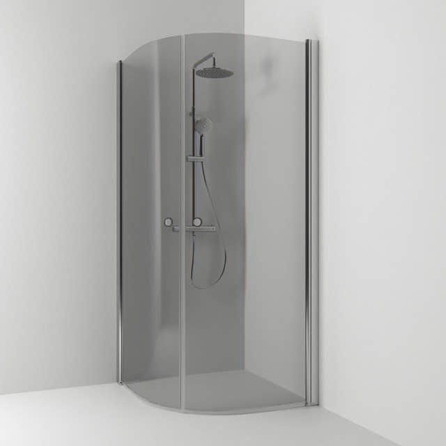 Svedbergs Skoga Dusjhjørne Buet Hullgrep Matt aluminium / 80x80cm / Røkfarget glass Svedbergs Dusjhjørne SV-60611388