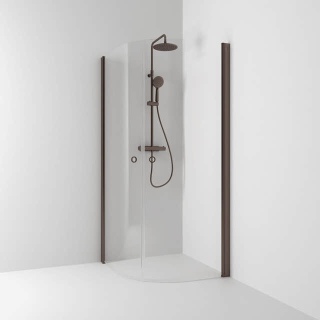 Svedbergs Skoga Dusjhjørne Buet Hullgrep Mocca / 80x80cm / Klart glass Svedbergs Dusjhjørne SV-60607688
