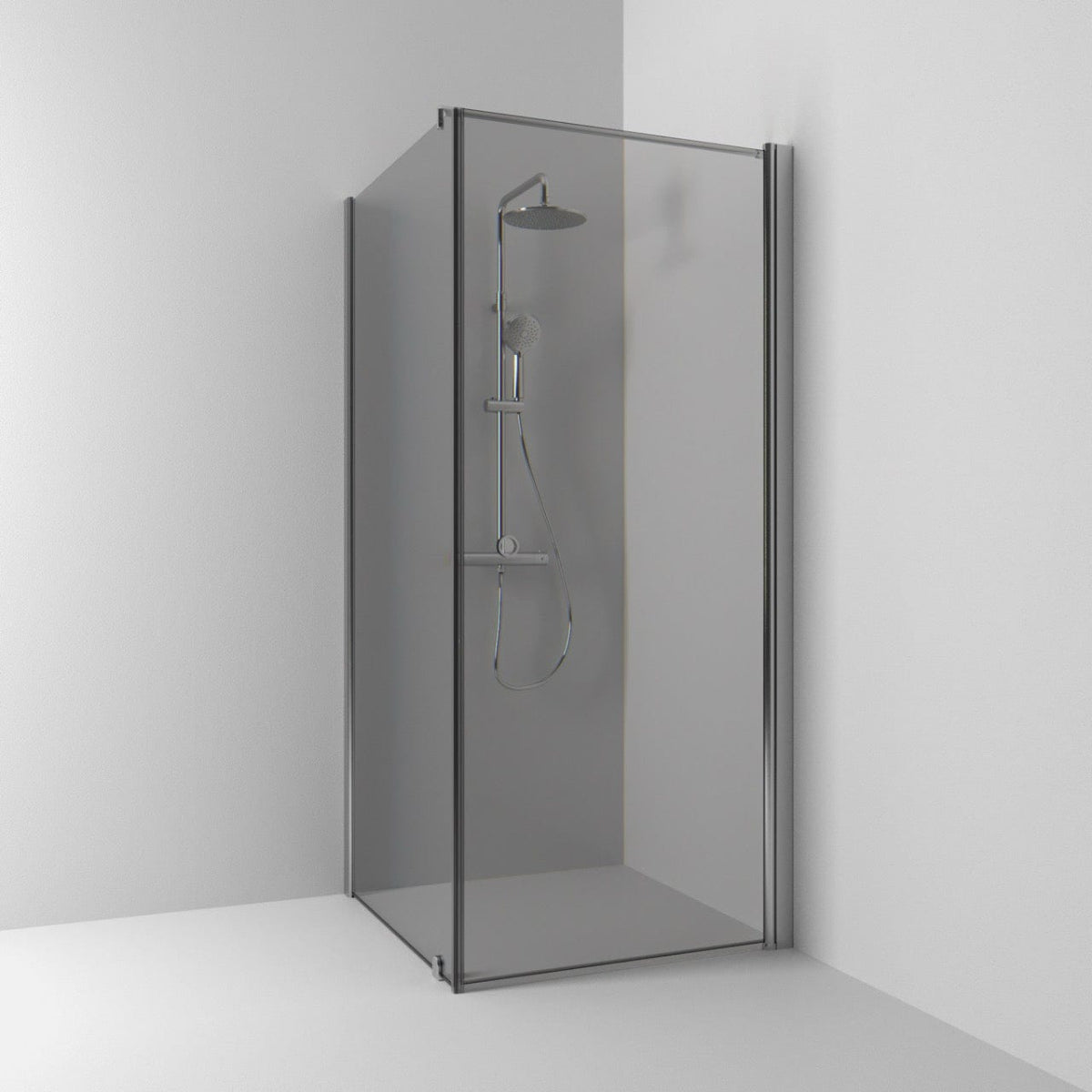 Svedbergs Skoga Dusjhjørne Kombi (vegg+dør) Matt aluminium / 70x70cm / Røkfarget glass Svedbergs Dusjhjørne SV-65011377