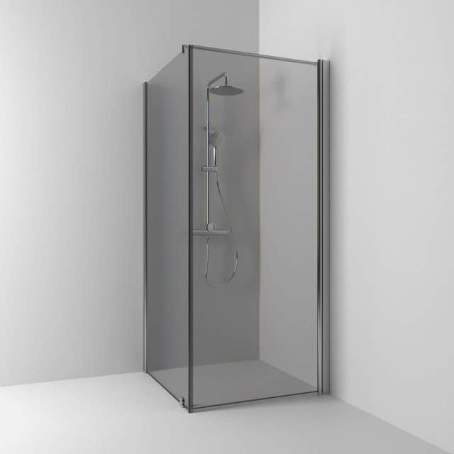Svedbergs Skoga Dusjhjørne Kombi (vegg+dør) Matt aluminium / 70x70cm / Røkfarget glass Svedbergs Dusjhjørne SV-65011377