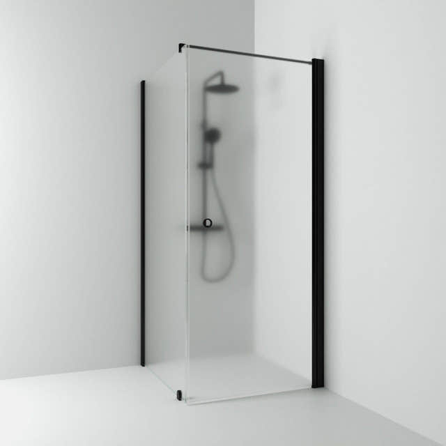 Svedbergs Skoga Dusjhjørne Kombi (vegg+dør) Svart matt / 70x70cm / Frostet glass Svedbergs Dusjhjørne SV-65008277