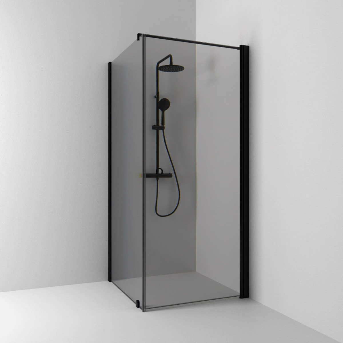 Svedbergs Skoga Dusjhjørne Kombi (vegg+dør) Svart matt / 70x70cm / Røkfarget glass Svedbergs Dusjhjørne SV-65011277