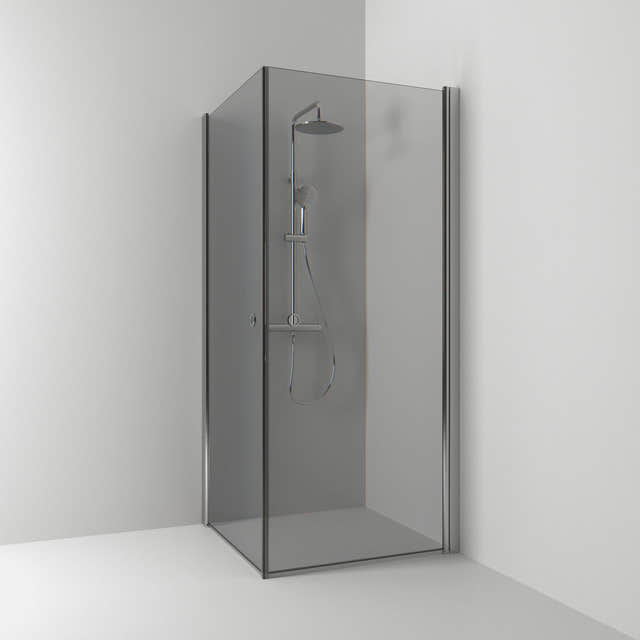 Svedbergs Skoga Dusjhjørne Rett Hullgrep Matt aluminium / 70x70cm / Røykfarget glass Svedbergs Dusjhjørne SV-63511377