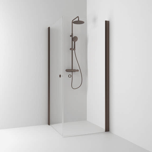 Svedbergs Skoga Dusjhjørne Rett Hullgrep Mocca / 80x80cm / Klart glass Svedbergs Dusjhjørne SV-63507688
