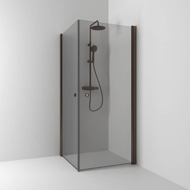 Svedbergs Skoga Dusjhjørne Rett Hullgrep Mocca / 80x80cm / Røykfarget glass Svedbergs Dusjhjørne SV-63511688