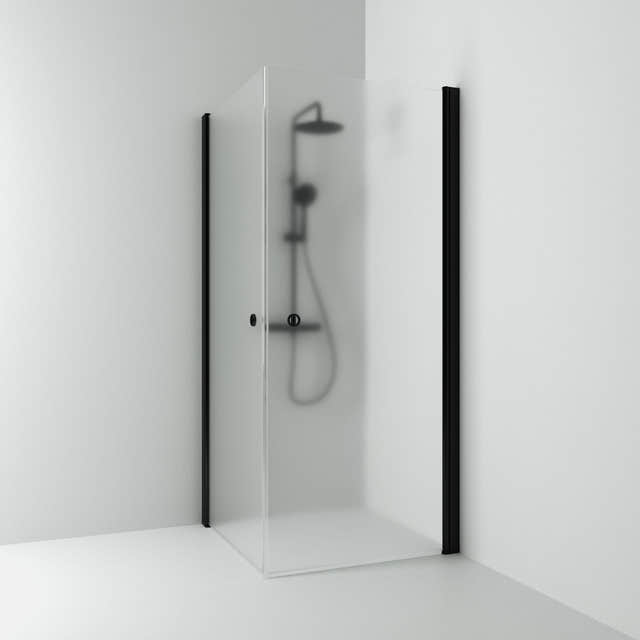 Svedbergs Skoga Dusjhjørne Rett Hullgrep Svart matt / 70x70cm / Frostet glass Svedbergs Dusjhjørne SV-63508277