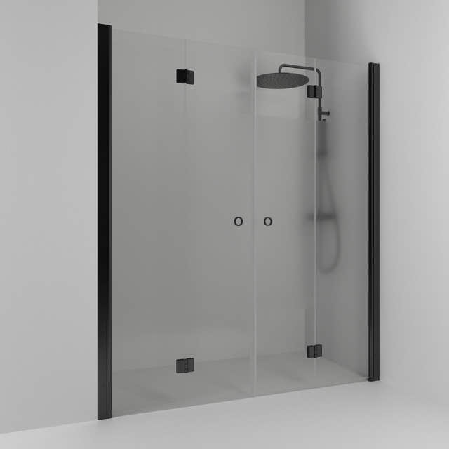 Svedbergs Skoga Dusjnisje Leddet Dobbel Svart matt / 138cm / Halvfrostet glass Svedbergs Dusjnisje SV-60709277