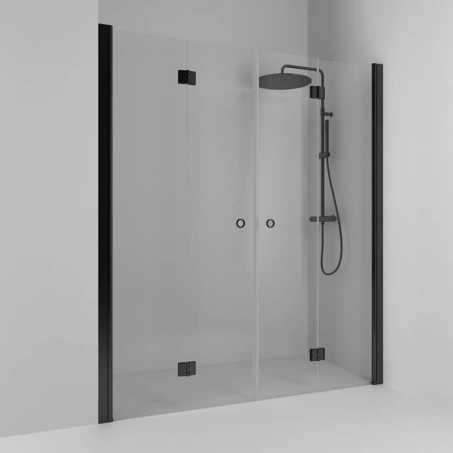 Svedbergs Skoga Dusjnisje Leddet Dobbel Svart matt / 138cm / Klart glass Svedbergs Dusjnisje SV-60707277