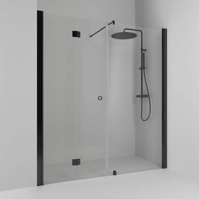 Svedbergs Skoga Dusjnisje Leddet Kombi Svart matt / 138cm / Klart glass Svedbergs Dusjnisje SV-64907277